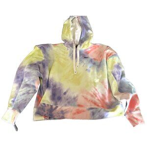 Nike Hoodie Women's S Purple Pink Yellow Oversized Crop Tie Dye Pullover …